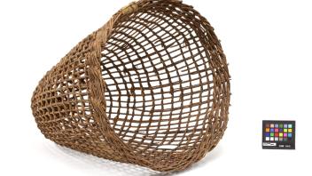 Open work burden basket (Fol'-le-ba-kal) from Lower Lake