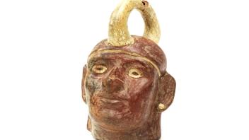 Moche Portrait Vessel 14 x 12 x 22 cm