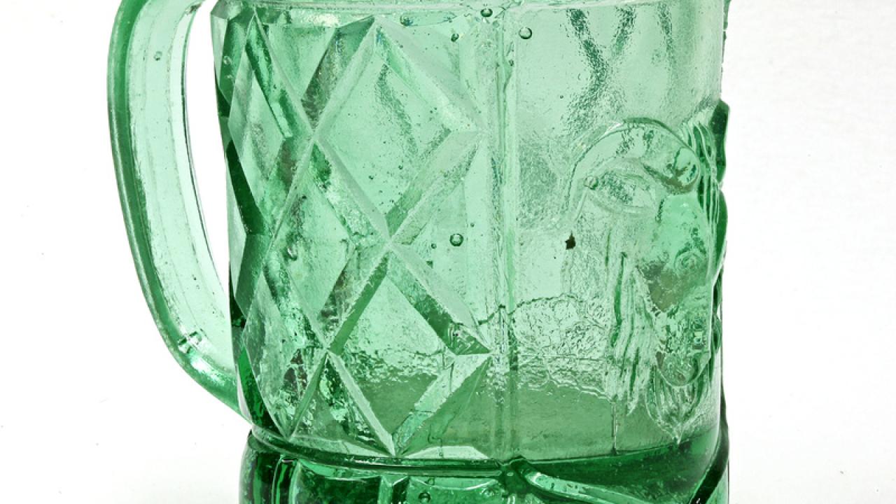 Pressed Glass Mug with Goat Design