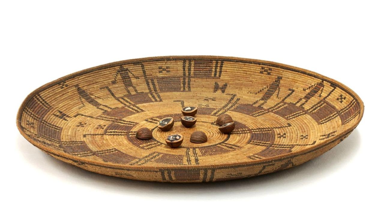 Yokuts Gambling Tray and Walnut Dice